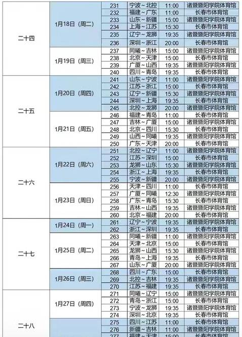 cba赛程表第二阶段